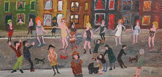 Fred Yates (1922-2008) Street scene 15 x 31in.